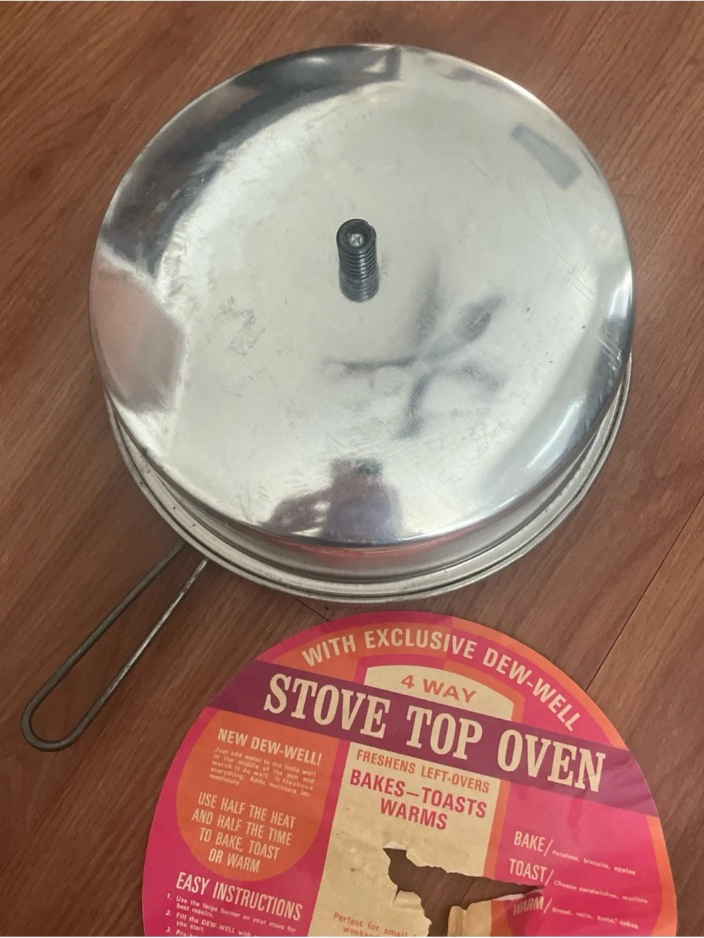 Vintage C&S Metal Stove Top Oven - Red/Orange